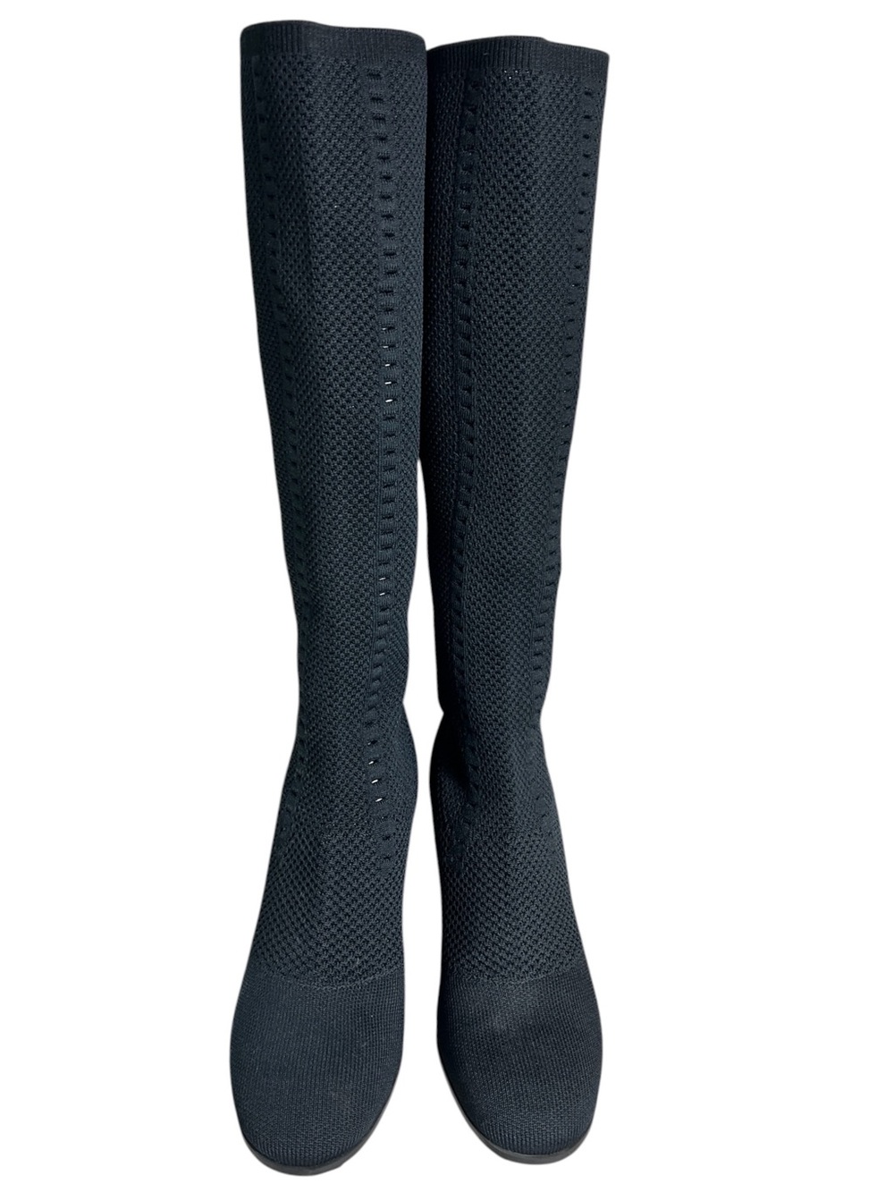Eileen Fisher Kasana Black Knit Wedge Tall Boots Women’s Size 8 Comfort Pull-On - Picture 2 of 11